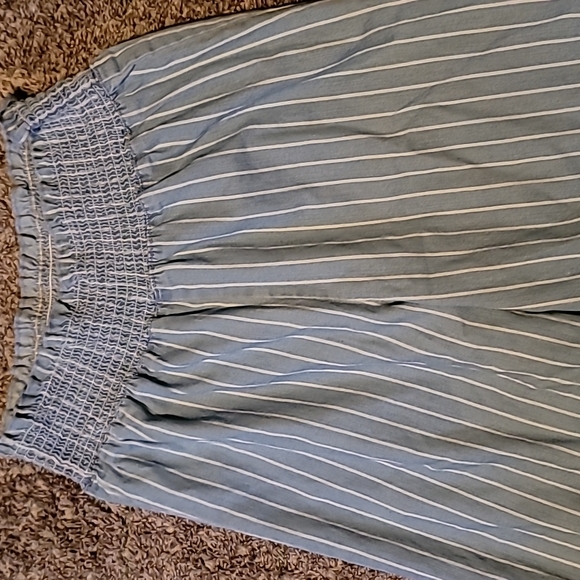 STUNNING BLUE AND WHITE pinstriped WIDE LEG PANTS - Picture 5 of 11